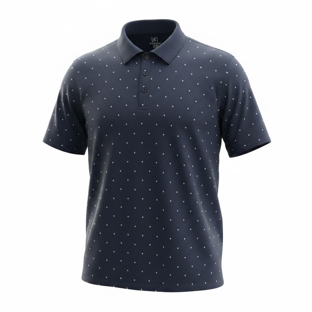 George Micro Dot Navy Blue Shirt Sleeve Polo Shirt 2X